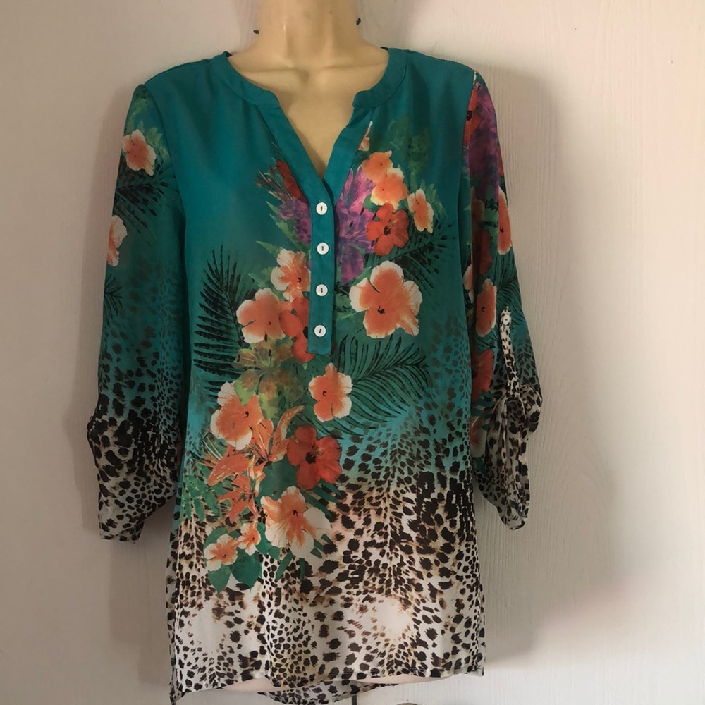 Woman’s soft surroundings fall Floral Print Women's tunic top blouse
